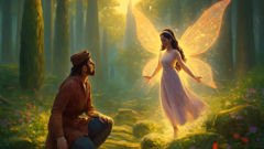 A mortal healer meets a Pari spirit in a luminous Persian forest.