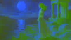 Psique de pie sola bajo la luz de la luna tras su exilio