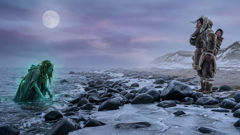 The Qalupalik's hum at the water's edge as a mother tightens the amauti to the child's back.