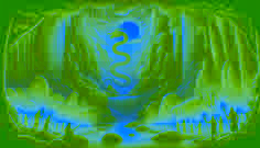 Moonlit Rainbow Serpent weaving through La Toc’s waterfall mist