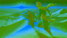 Rami and Ibrahim flee across the desert as the oasis vanishes behind them, golden dunes stretching endlessly under the rising sun.