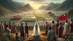 Xi’er with white hair returning to her village as revolutionaries liberate the valley