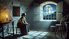 Xi’er imprisoned in the cold stone corridors of the landlord’s mansion