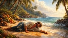 Ele sobreviveu — mas para onde o mar o havia trazido?
