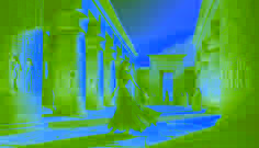 Setem-Reinh, the Black Prince, trains in an ancient temple courtyard with towering columns and intricate hieroglyphics.