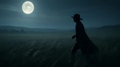 The specter of El Silbón roams a moonlit Llanos plain, bones rattling softly