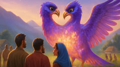 Villagers witness the Shahrokh’s arrival, its twin heads crowned with gold and violet.