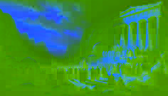 Um arauto anuncia a sentença eterna de Tício diante de uma multidão coríntia silenciosa e iluminada pelo amanhecer.