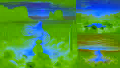 Traveller receiving ethereal feather beside a desert spring at dawn