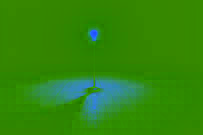 Scène vide avec une ombre indistincte s'étendant vers une lumière fantôme.