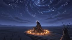 Wiyan pflegt die Lampen auf dem Grat als Teil ihres jährlichen Wachdienstes und verbindet Himmel und Erde durch Ritual und Geduld.