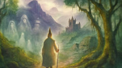 Taliesin journeying through wild Welsh mountains and mystical forests