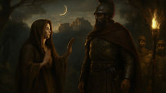 Tarpeia meeting secretly with Sabine king Tatius in the moonlit woods