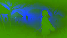 Thandiwe walks through dense fog, seeing a vision of her abandoned village and her grandmother watching her from a distance.