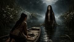 En la niebla, el pantano tomó forma de mujer en su rostro.