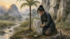 Junto a la piedra de un hermano, el otro brotó de la tierra en una línea verde y recta.