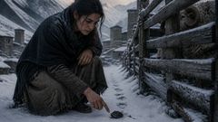 In the trampled snow, one careful set of prints pointed toward a human hand.