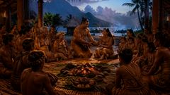 Antes do amanhecer, a fruta alimentou a aldeia que atravessara as águas escuras por uma criança.