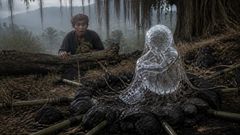 No oco oculto, a água havia recebido um pequeno rosto e sido presa à terra.