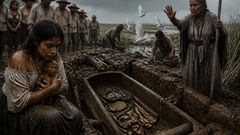Le tertre s’ouvrit comme une plaie dans la terre humide, et la foule se pencha davantage.