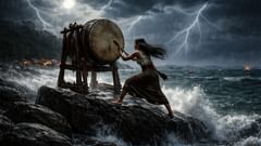 Sobre el arrecife, sus pequeñas manos enfrentaron la tormenta consigo misma.