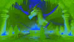 El dragón plateado Valmar emerge de las sombras, con sus alas desplegadas, frente a la dama Ivana en una cueva resplandeciente.