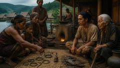 A village laid down its small treasures so one clear note might carry over dark water.