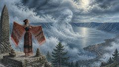Sur la haute pierre au-dessus du lac du cratère, la lumière revenait fil après fil.