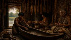 Under old paddles and watchful silence, he chose listening over the spear.