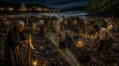 Bajo faroles y luz verde, el pueblo talló un camino para que el mar perdonara sus hogares.