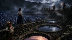 Dans le cratère, le maïs gardait le clair de lune dans ses soies et le chagrin dans son chant.