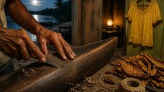 Il se cherchait dans les entailles que son couteau avait laissées dans le bois.
