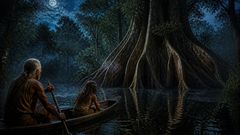 En el igapó sin luna, el árbol viejo dio un paso al frente mientras la canoa contenía el aliento.