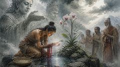 Elle ne rapporte pas la fleur à la maison ; elle emporte le silence qui a laissé l’eau se remettre à couler.