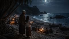 Bajo la luna, el hambre y la esperanza se sientan en la misma estera.