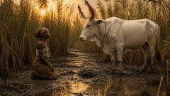 In the green hush of papyrus, the land answered her with breath and hoofprints.