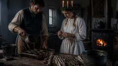 Sous la chaleur du poêle et dans le silence, les lumières d’autel défaillantes prirent une nouvelle forme.