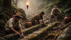 El agua fría brota de la montaña donde la memoria y el trabajo se reencuentran.