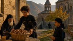 Bajo las campanas del monasterio, la cesta cedió su peso y mantuvo su silencio.