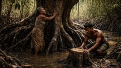 En lo más profundo de los canales, el bosque hablaba a través de goteos, garras y aliento.
