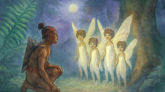Hunter Toko meeting Aziza fairies beneath ancient ferns in Benin.