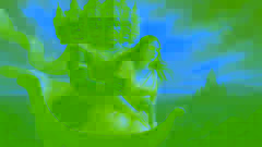Tosakan secuestra a Sita en un carruaje volador sobre frondosos bosques tailandeses.