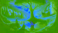 La princesa Elowen enfrenta un estanque oscuro bajo un árbol de ceniza atravesado por relámpagos.