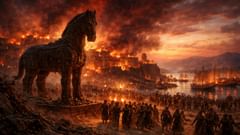 Al amanecer sobre las ruinas de Troya, los griegos se preparan para navegar de regreso a casa, hacia destinos a menudo peores que la derrota.