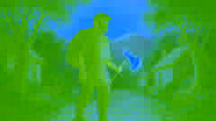 Woodcutter returns to his village with the golden axe at dusk