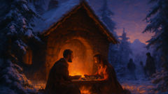 Vis and Ramin hide in a snowy mountain refuge among cedars and rebels