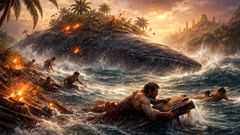La isla se movió: era la espalda de una ballena que había dormido tanto tiempo, y sobre ella crecían bosques.