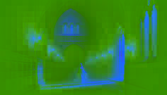 Ethereal figure of the White Lady ghost floating through a moonlit corridor of Bran Castle