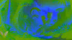 Maya gods create and destroy mud and wood men in a lush primordial landscape