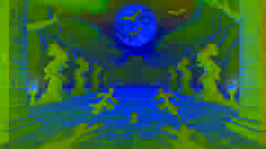 Hero Twins playing ballgame in Xibalba’s underworld court against lords of death
